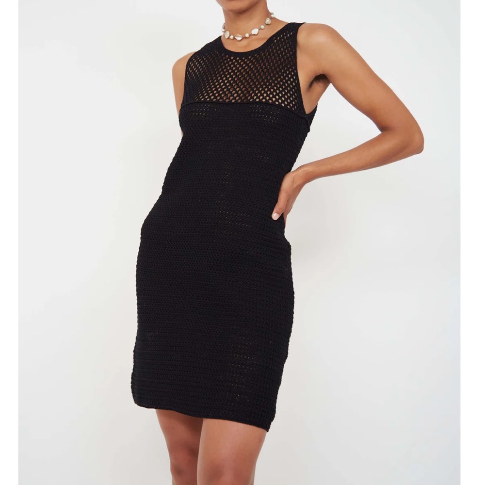 Prada - Black crochet mini dress